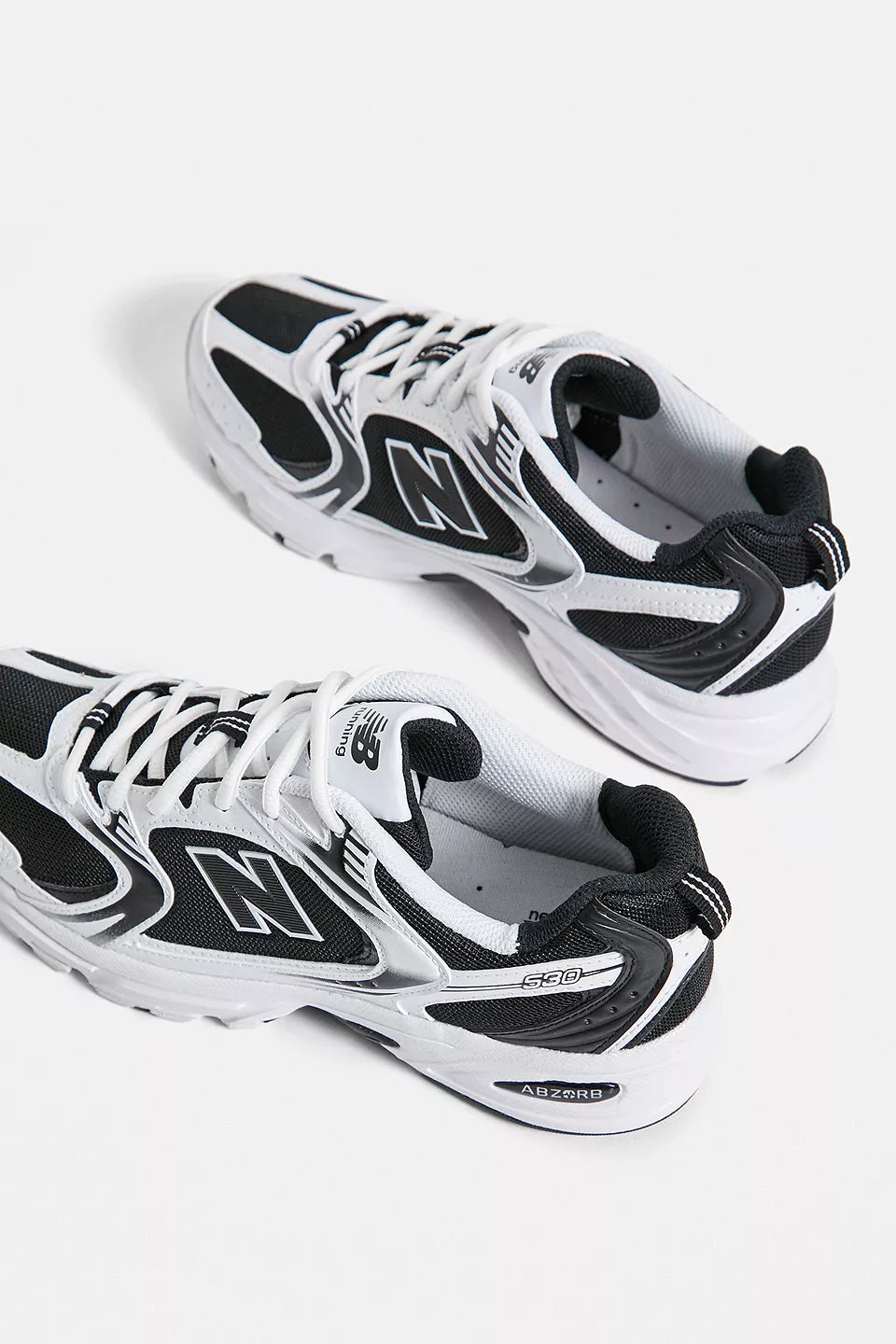 New Balance 530 ‘White Black’ Trainers – White & Black Mesh Running Sneakers with ABZORB Cushioning