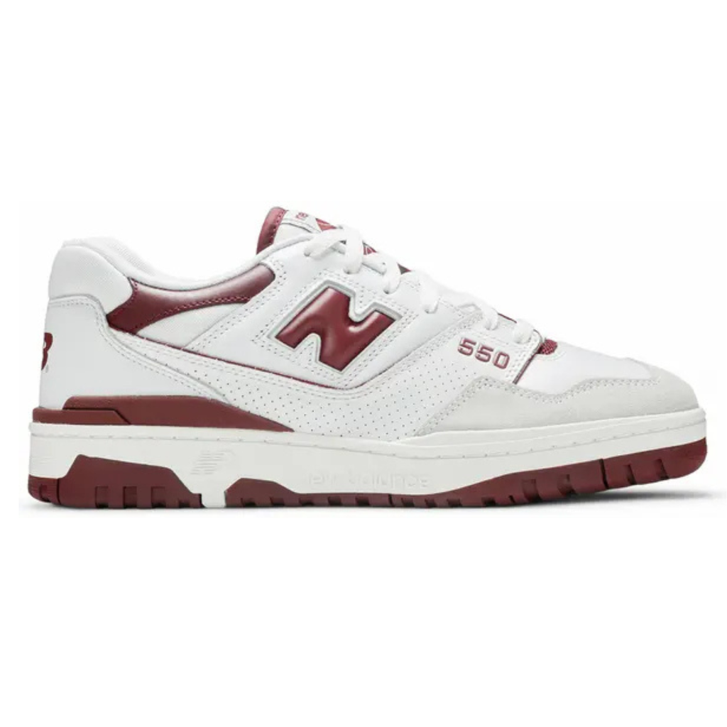 New Balance 550 ‘Burgundy’ Trainers – White & Burgundy Leather Retro Sneakers