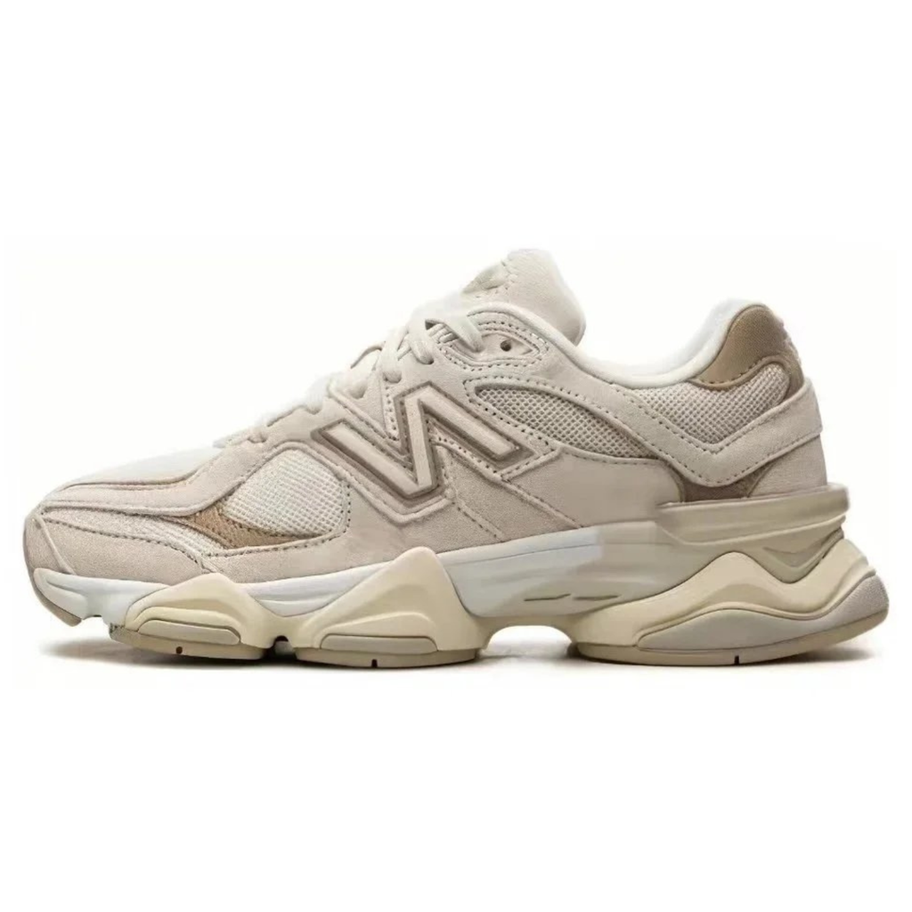 New Balance 9060 ‘Beige White’ Trainers – Chunky Suede Mesh Sneakers with ABZORB & SBS Cushioning