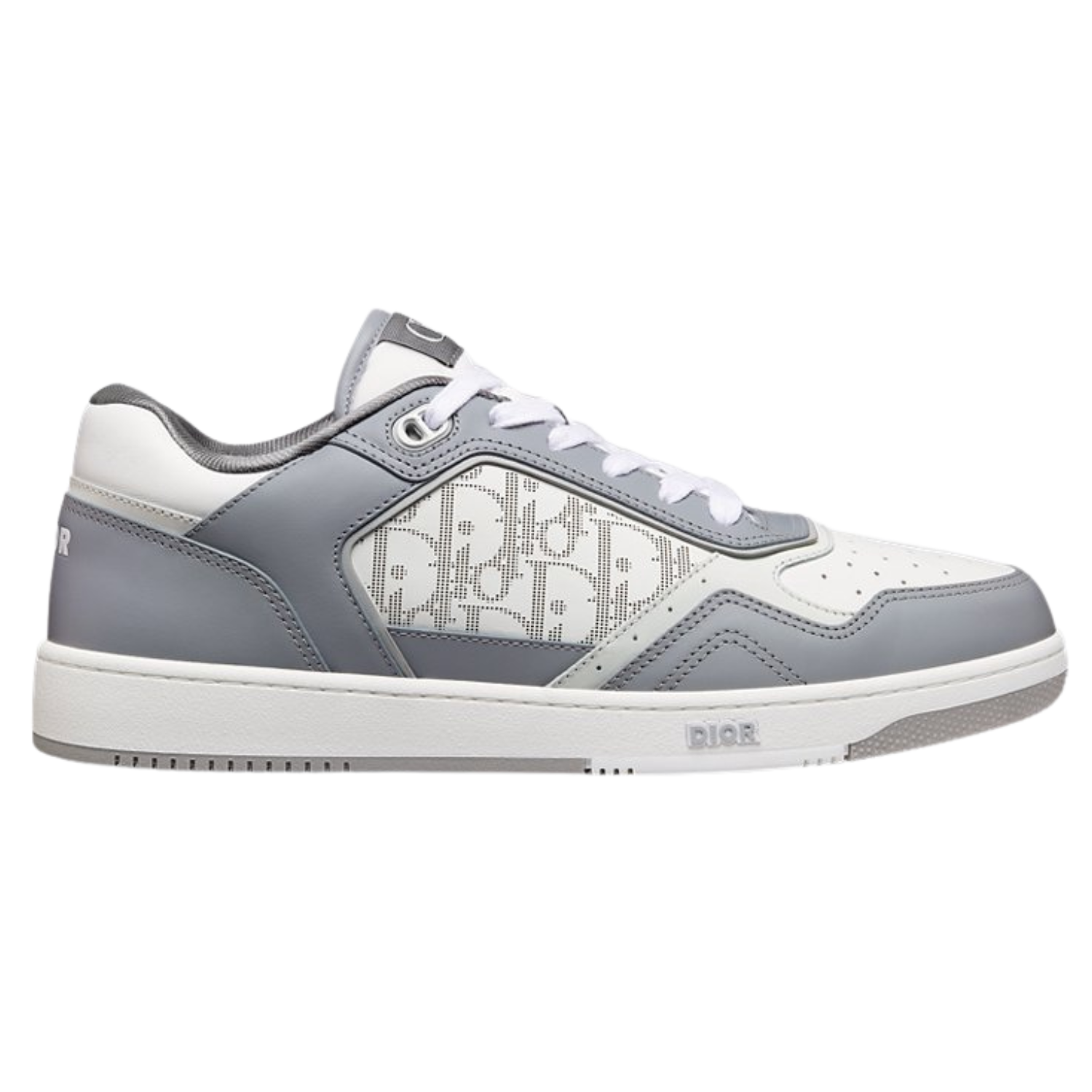 Dior B27 Uptown Low-Top Sneakers – Grey Calfskin & White Dior Oblique Galaxy Leather