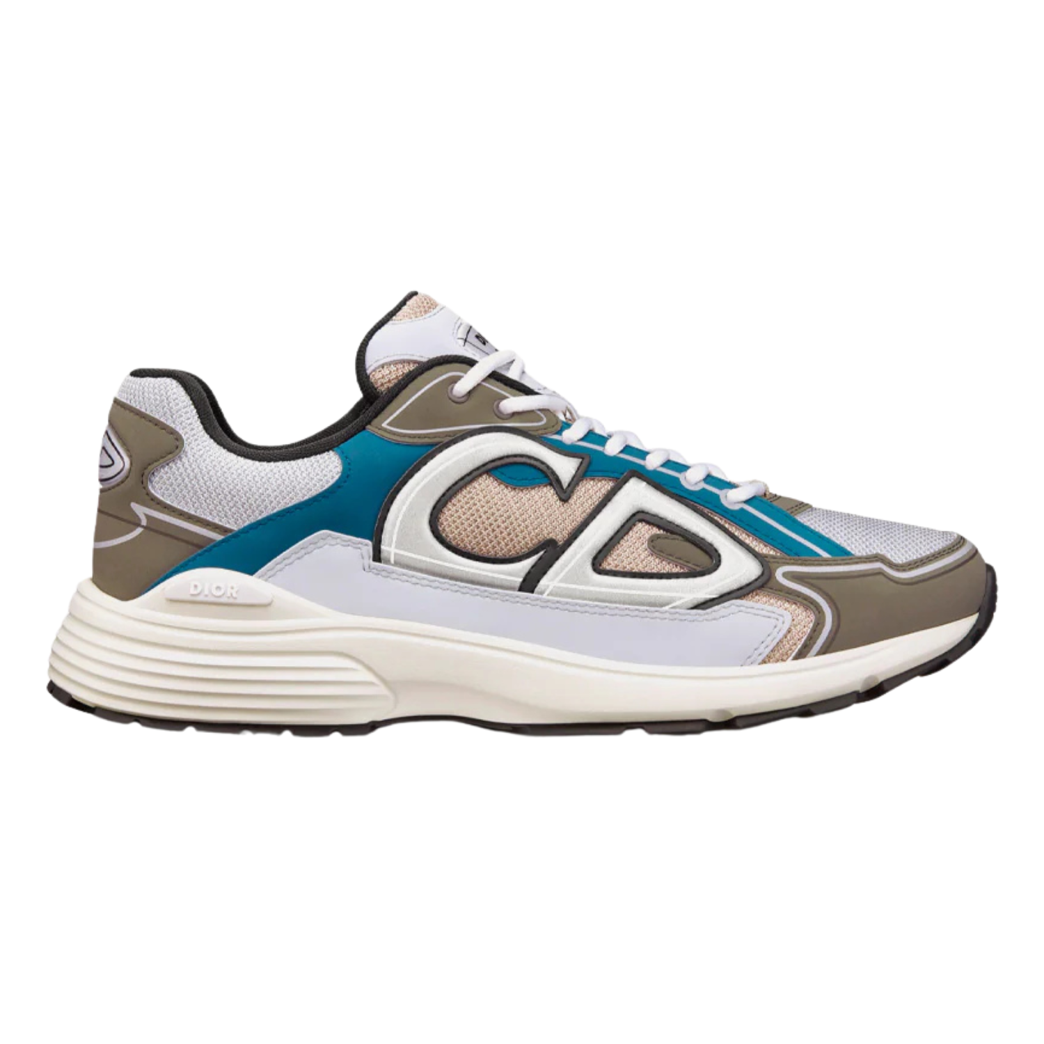 Dior B30 White & Beige Mesh with Blue & Olive Technical Fabric Sneakers