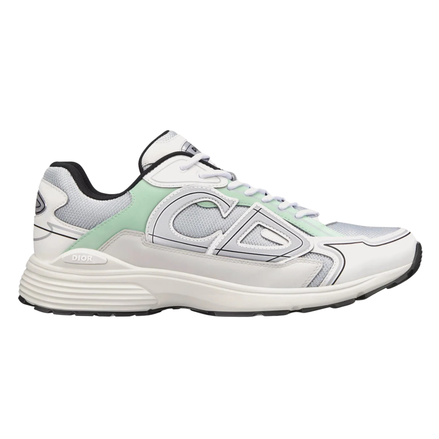 Dior B30 Mesh & Technical Fabric Grey/Light Green Low-Top Sneakers