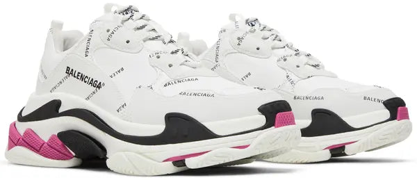 Balenciaga Wmns Triple S Sneaker Allover Logo White Pink | Designer Trainers