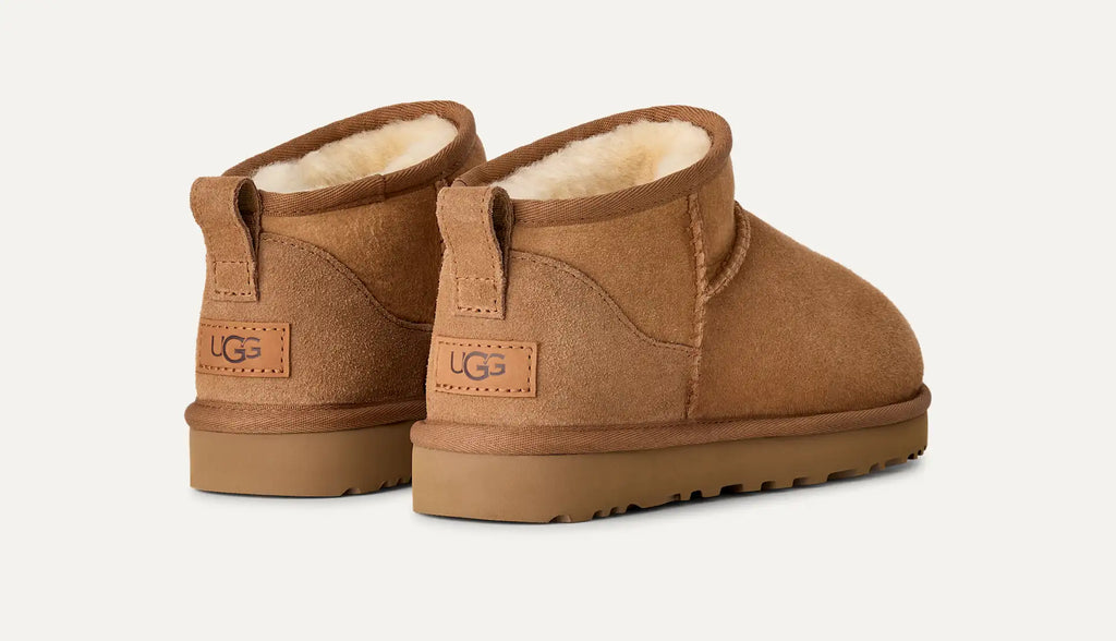 UGG Women’s Classic Ultra Mini Boot Chestnut – Suede Ankle Boots with Sheepskin Comfort