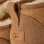 UGG Women’s Classic Ultra Mini Boot Chestnut – Suede Ankle Boots with Sheepskin Comfort