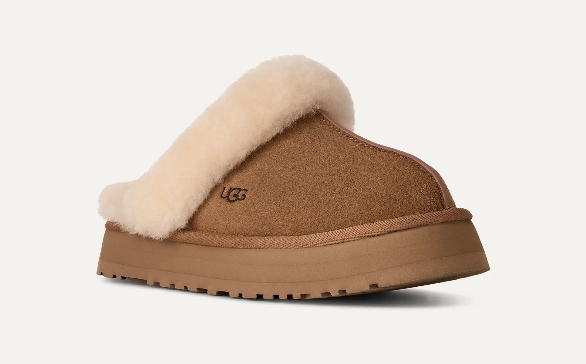 UGG Women’s Disquette Slippers Chestnut – Suede Platform Slip-On Comfort Slippers