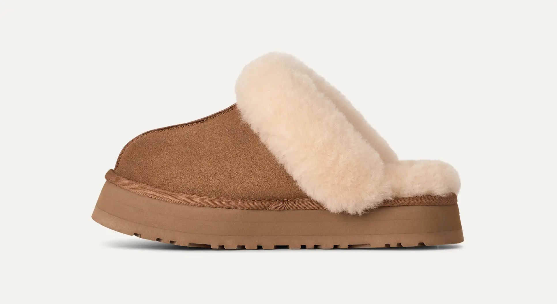 UGG Women’s Disquette Slippers Chestnut – Suede Platform Slip-On Comfort Slippers