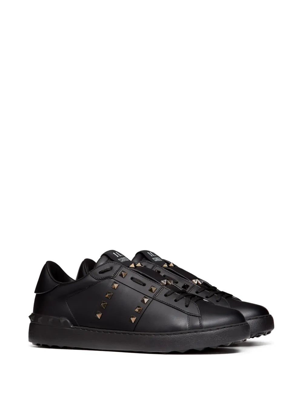 Valentino Rockstud Untitled Black & Gold Leather Sneakers – Luxury Designer Trainers