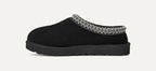 Women’s Tasman II Black Suede Slippers – Slip-On Clog Comfort Shoes with Embroidered Detail