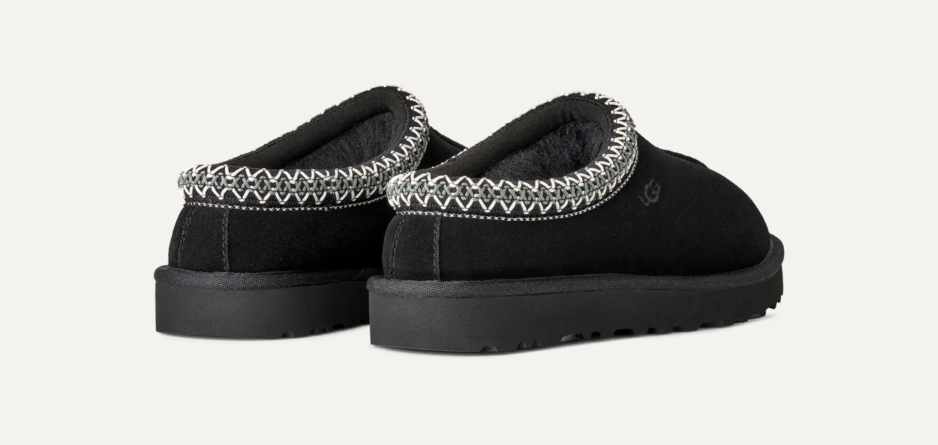 Women’s Tasman II Black Suede Slippers – Slip-On Clog Comfort Shoes with Embroidered Detail