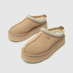UGG Tazz II Sand Platform Slippers – Suede Slip-On Clogs with Comfort Sole