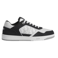 Dior B27 Uptown Low-Top Sneakers – White Calfskin, Black Denim & Oblique Galaxy Leather