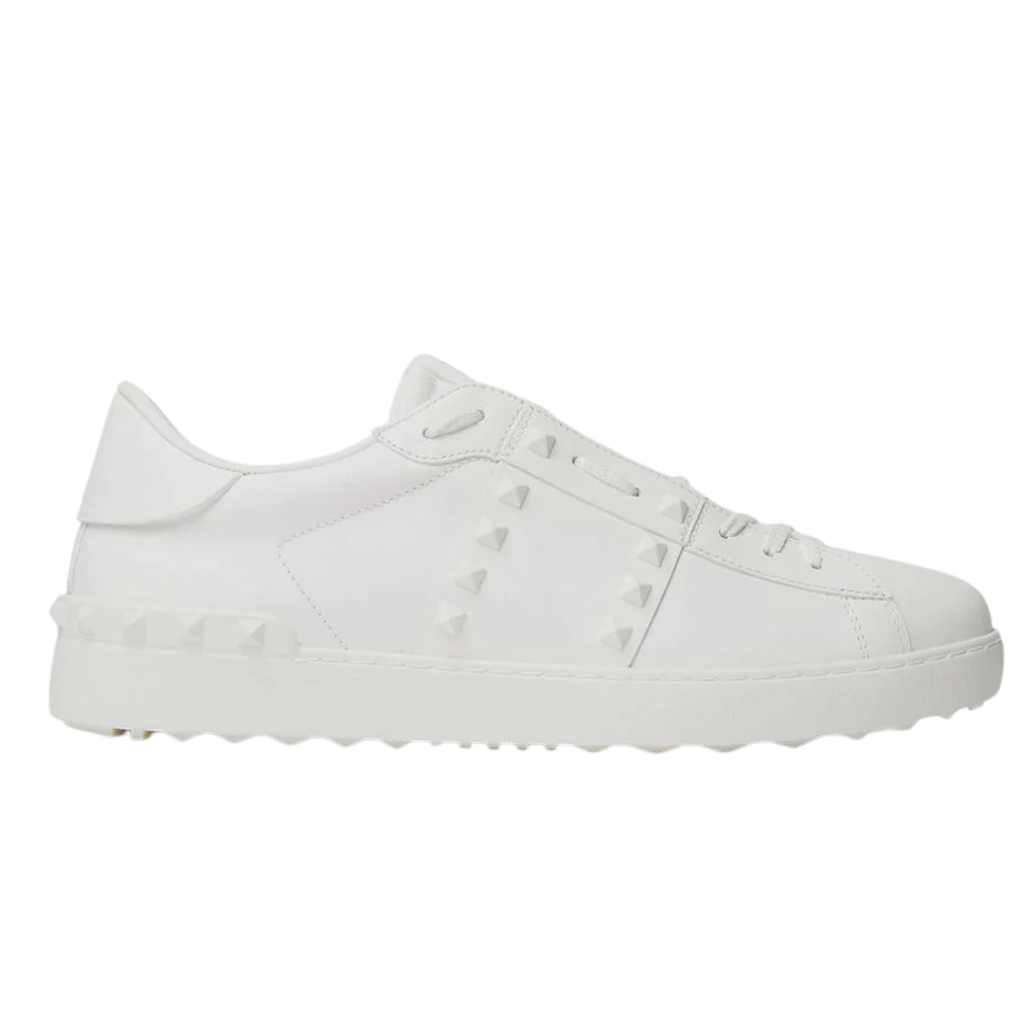 Valentino Open Rockstud Leather White Low-Top Sneakers – Luxury Designer Trainers