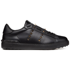 Valentino Rockstud Untitled Black & Gold Leather Sneakers – Luxury Designer Trainers