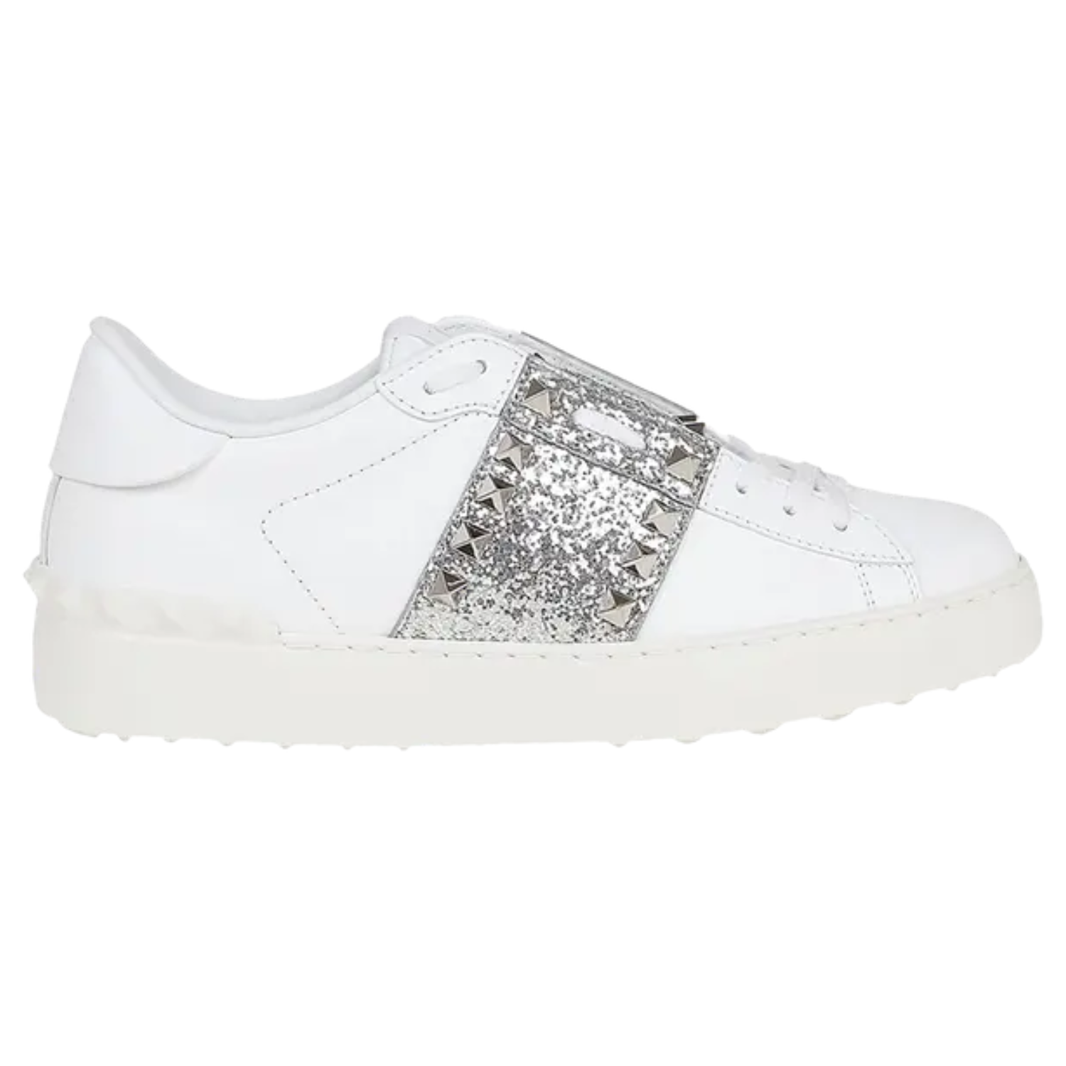 Valentino Rockstud ‘Untitled – Silver Glitter Band’ Sneakers – Luxury Designer Trainers