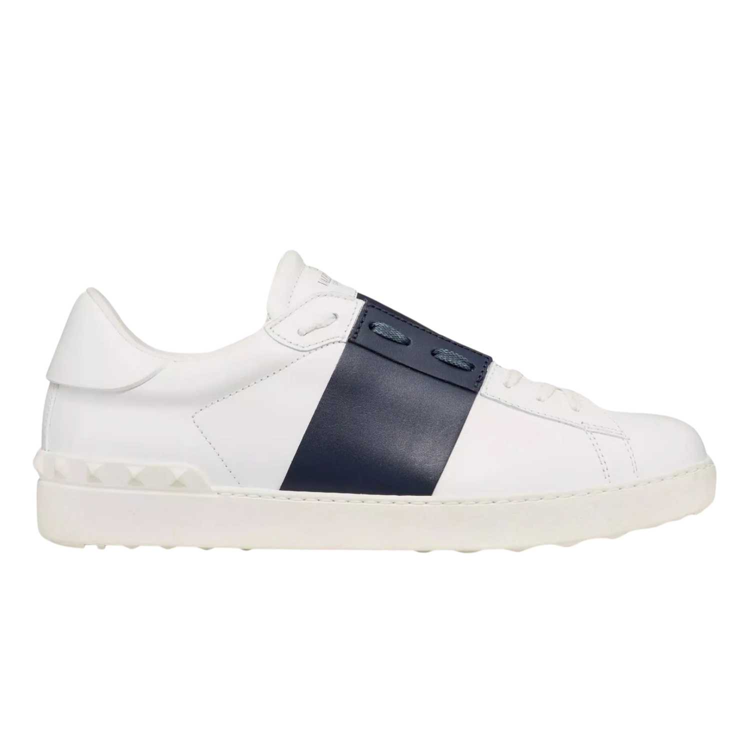 Valentino Open Calfskin ‘White Navy’ Low-Top Sneakers – Luxury Designer Trainers