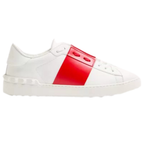 Valentino Calfskin Open Sneakers ‘White Red’ – Luxury Designer Trainers