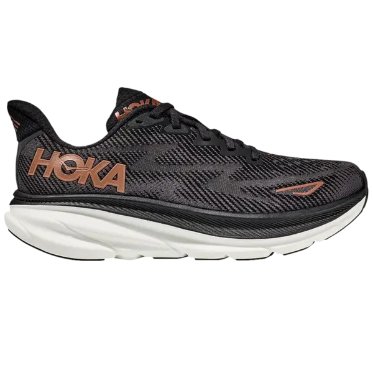 HOKA Clifton 9 Women’s Wide Running Shoes – Black / Copper