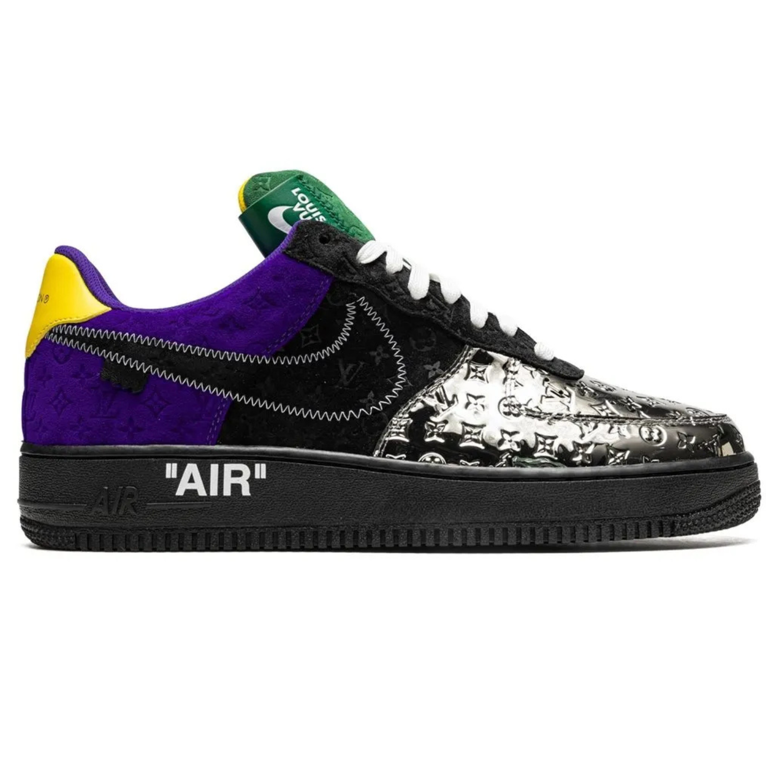 Louis Vuitton x Nike Air Force 1 Low by Virgil Abloh Black Metallic Silver – Designer Collaboration