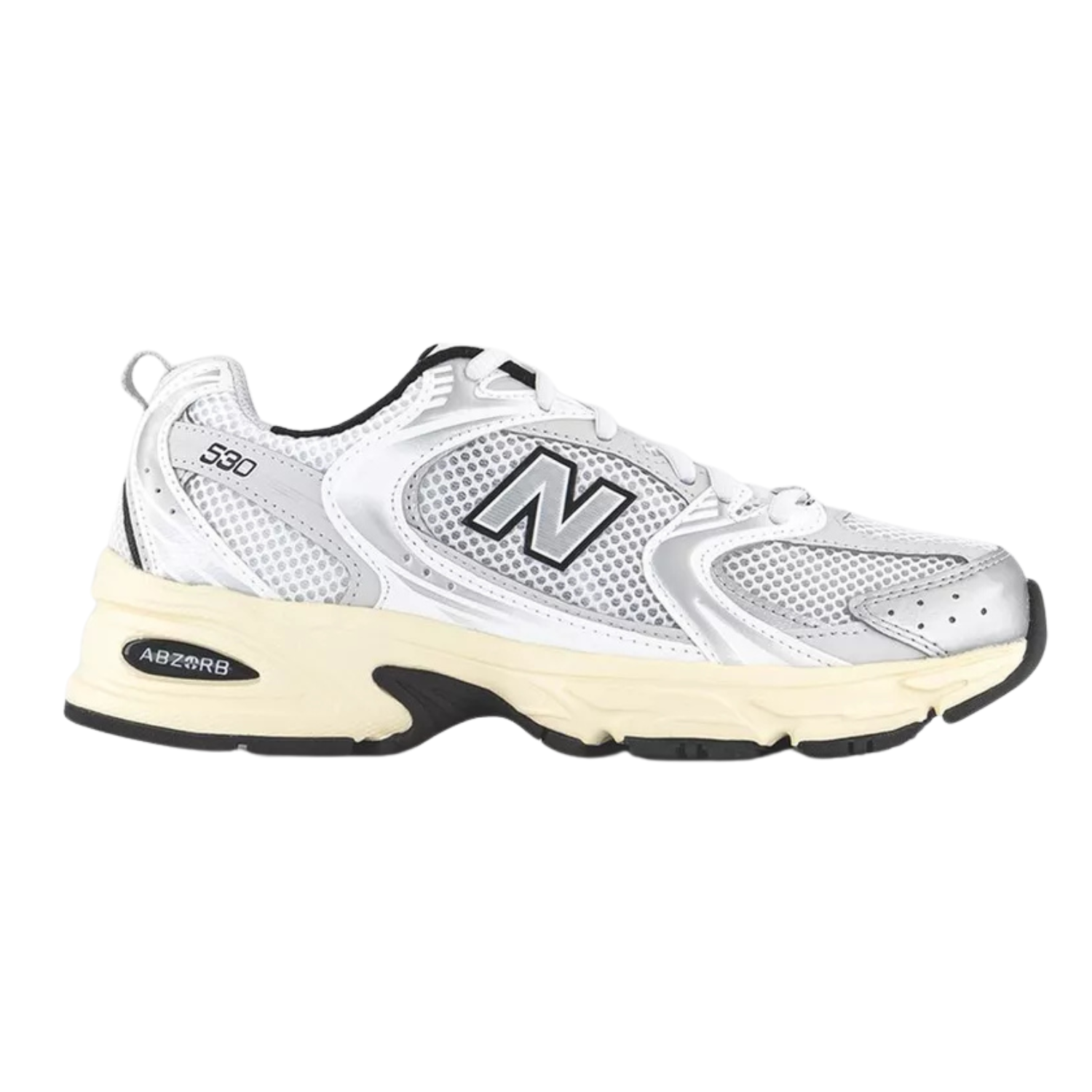New Balance MR530 Trainers White Silver Off White Black – Retro Running Sneakers for Everyday Wear