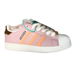 Adidas Originals Superstar II Sneakers – Pink & White with Orange Fuzzy Stripes