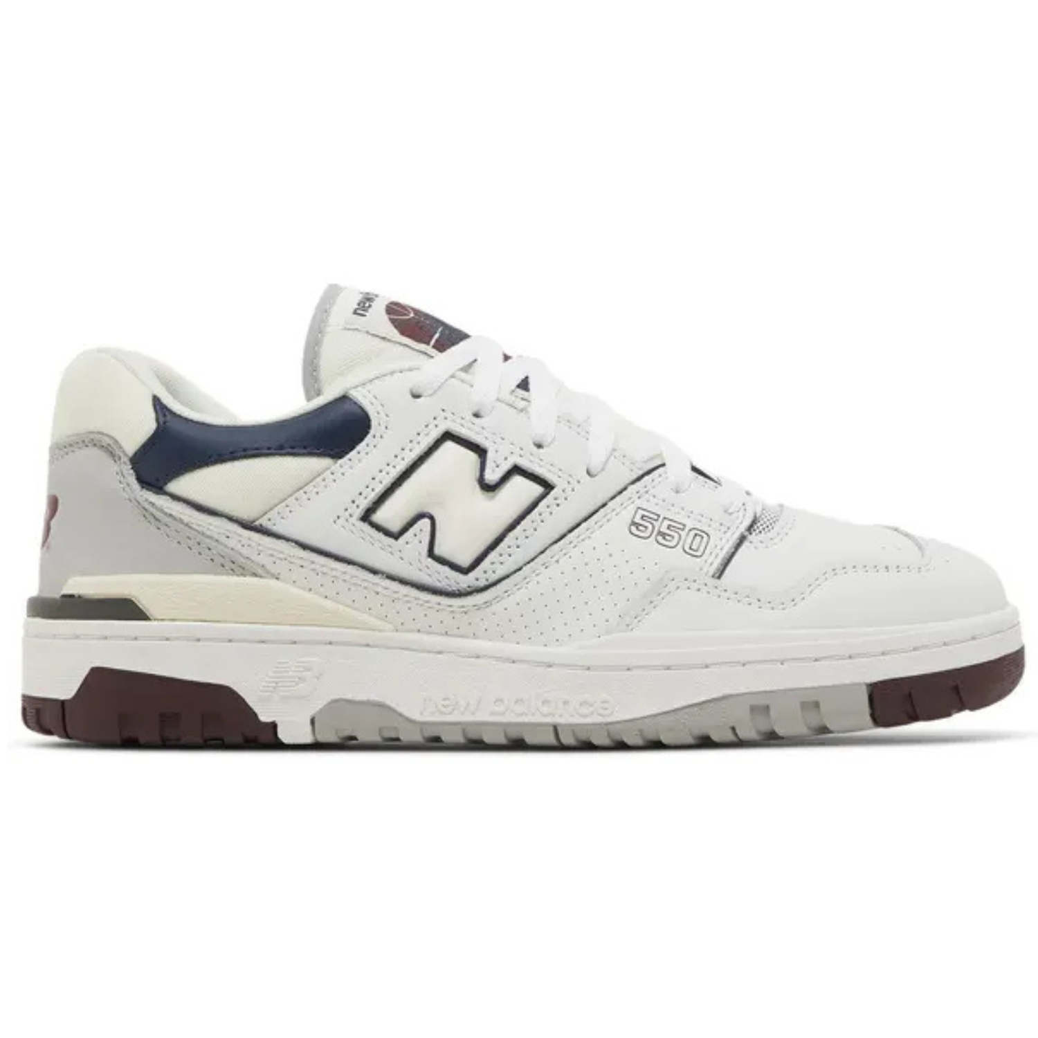 New Balance 550 ‘White Indigo Burgundy’ Trainers – Leather Retro Basketball Sneakers