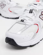 New Balance 530 ‘White Silver Red’ Trainers – Mesh Running Sneakers with ABZORB Cushioning