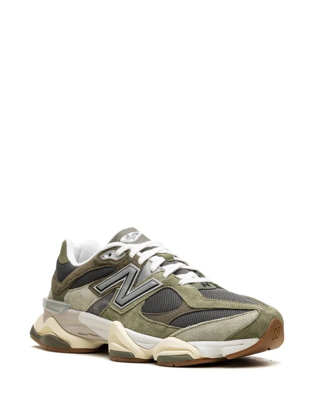 New Balance 9060 ‘Green / Grey’ Trainers – Chunky Mesh & Suede Sneakers with ABZORB & SBS Cushioning