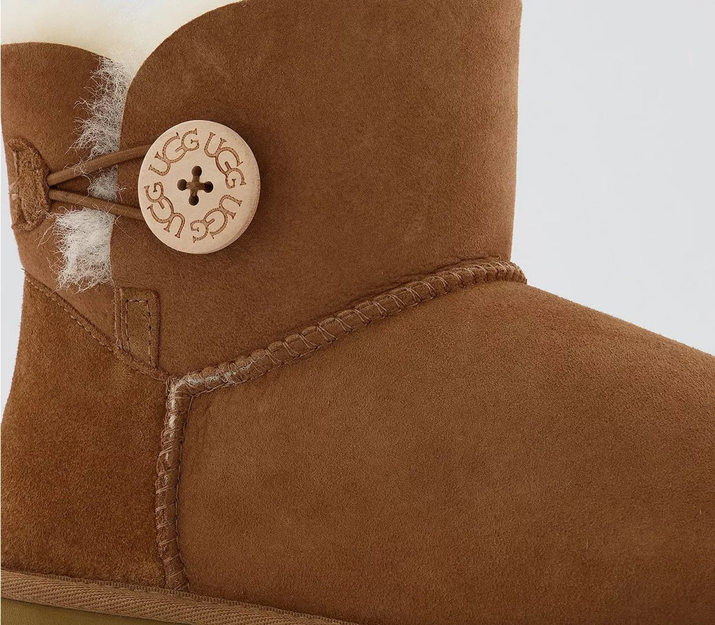 UGG Mini Bailey Button II Boots Chestnut Suede – Women’s Sheepskin Ankle Boots with Button Detail