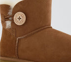 UGG Mini Bailey Button II Boots Chestnut Suede – Women’s Sheepskin Ankle Boots with Button Detail