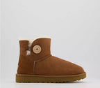 UGG Mini Bailey Button II Boots Chestnut Suede – Women’s Sheepskin Ankle Boots with Button Detail