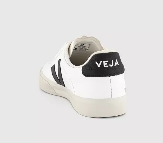 VEJA Campo Trainers – White Black Leather Sneakers