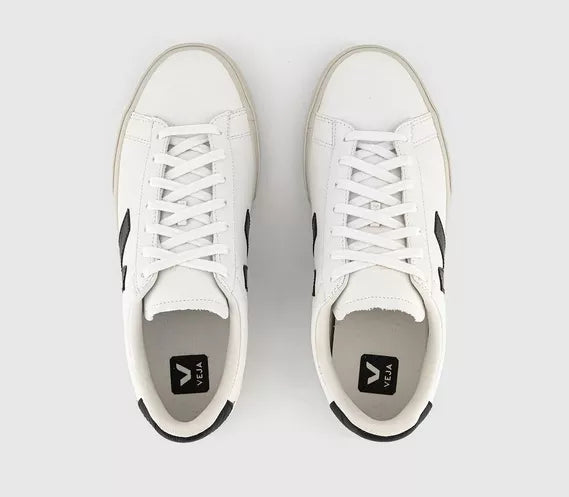 VEJA Campo Trainers – White Black Leather Sneakers