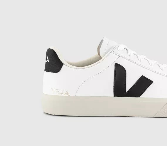 VEJA Campo Trainers – White Black Leather Sneakers
