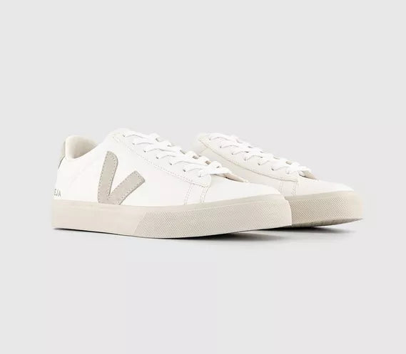 VEJA Campo Trainers – White Black Leather Sneakers