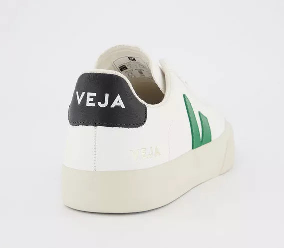 VEJA Campo Trainers ‘White Emeraude Black’ – Sustainable Leather Sneakers