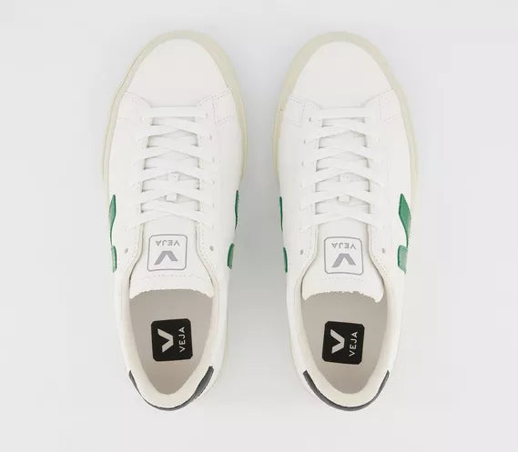 VEJA Campo Trainers ‘White Emeraude Black’ – Sustainable Leather Sneakers