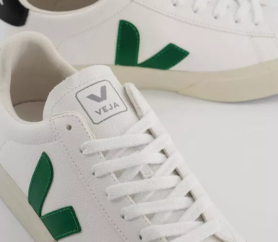 VEJA Campo Trainers ‘White Emeraude Black’ – Sustainable Leather Sneakers