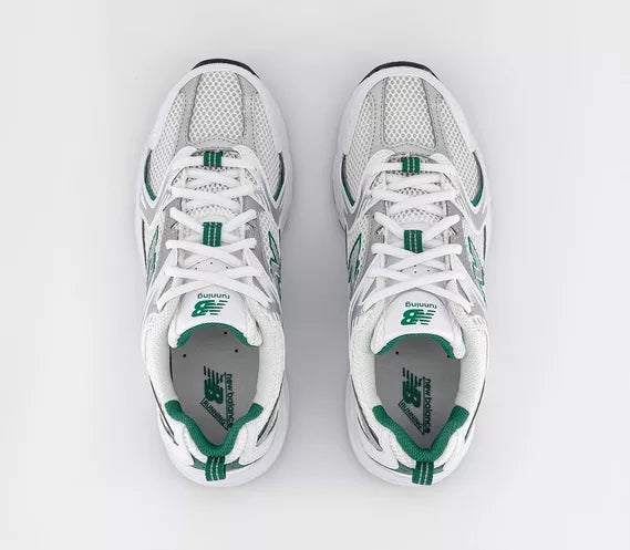 New Balance 530 ‘White Green Silver’ Trainers – Mesh & ABZORB Cushioning
