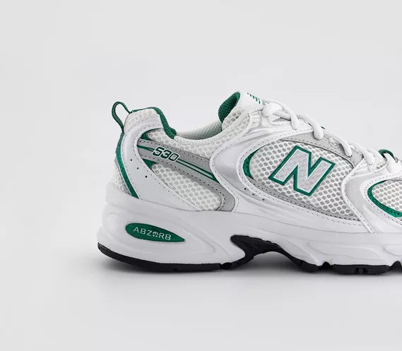 New Balance 530 ‘White Green Silver’ Trainers – Mesh & ABZORB Cushioning