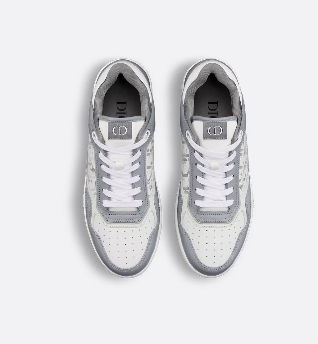 Dior B27 Uptown Low-Top Sneakers – Grey Calfskin & White Dior Oblique Galaxy Leather