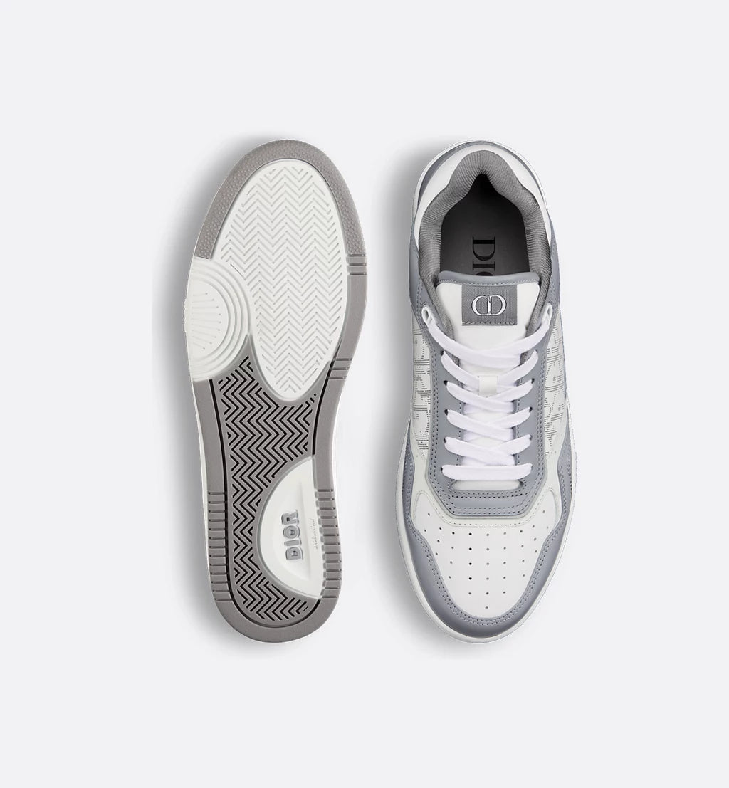 Dior B27 Uptown Low-Top Sneakers – Grey Calfskin & White Dior Oblique Galaxy Leather