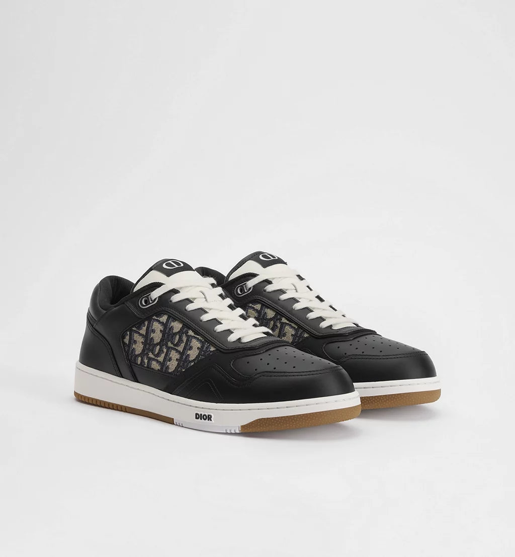 Dior B27 Uptown Low-Top Sneakers – Black Calfskin & Dior Oblique Jacquard