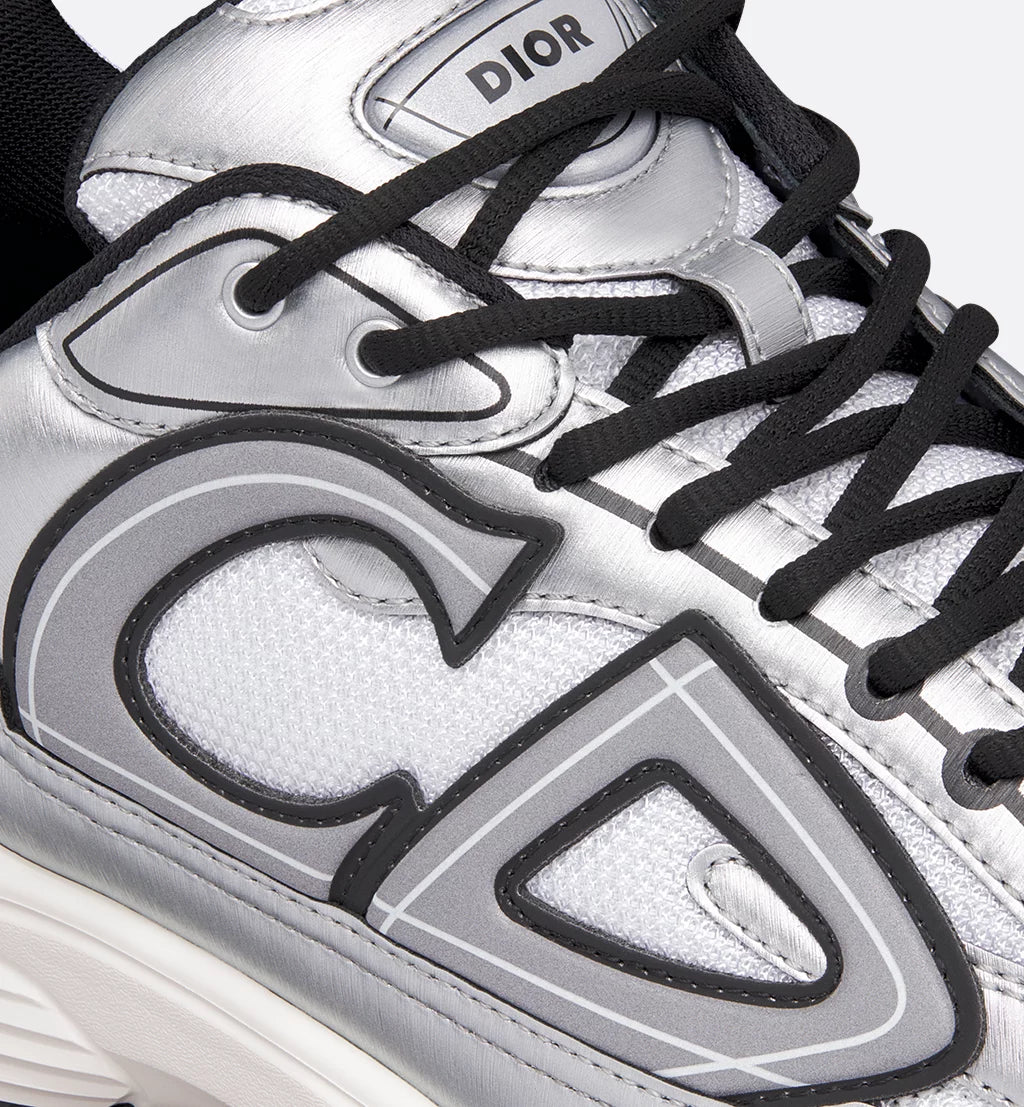 Dior B30 Countdown Sneakers – White Metallic Mesh & Silver Technical Fabric