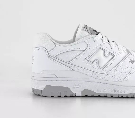 New Balance BB550 ‘White Grey’ Trainers – Leather Retro Basketball Sneakers