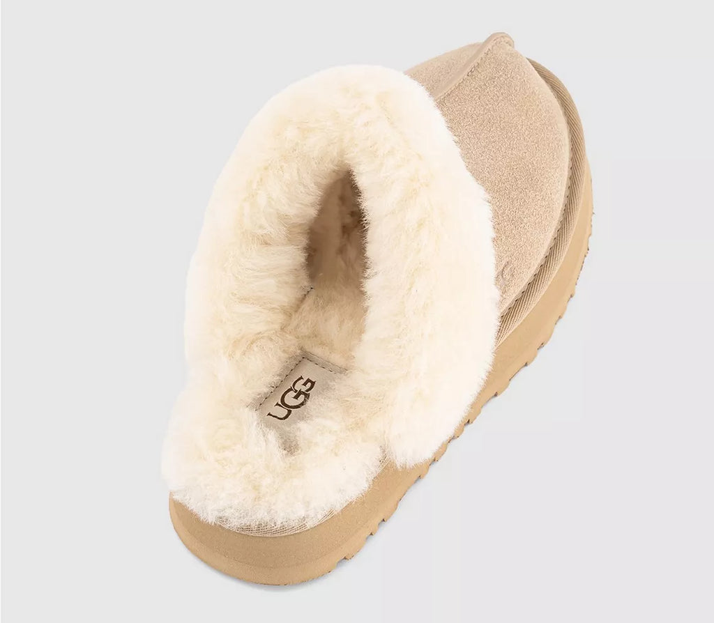 UGG Disquette Slippers Sand – Women’s Suede Platform Slip-On Comfort Slippers