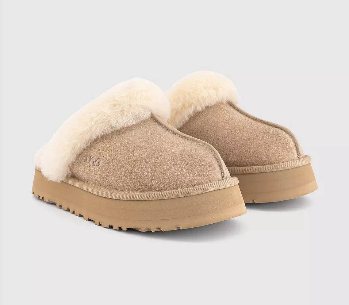 UGG Disquette Slippers Sand – Women’s Suede Platform Slip-On Comfort Slippers