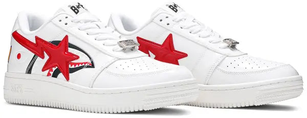 Bapesta Low ‘White Shark Face’ Sneakers – Iconic Streetwear Trainers