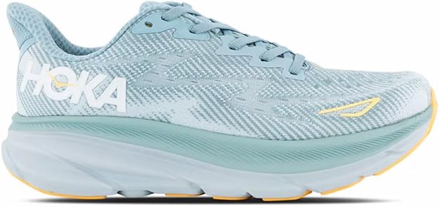 HOKA Clifton 9 Running Shoes – Light Blue / Yellow