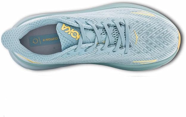 HOKA Clifton 9 Running Shoes – Light Blue / Yellow